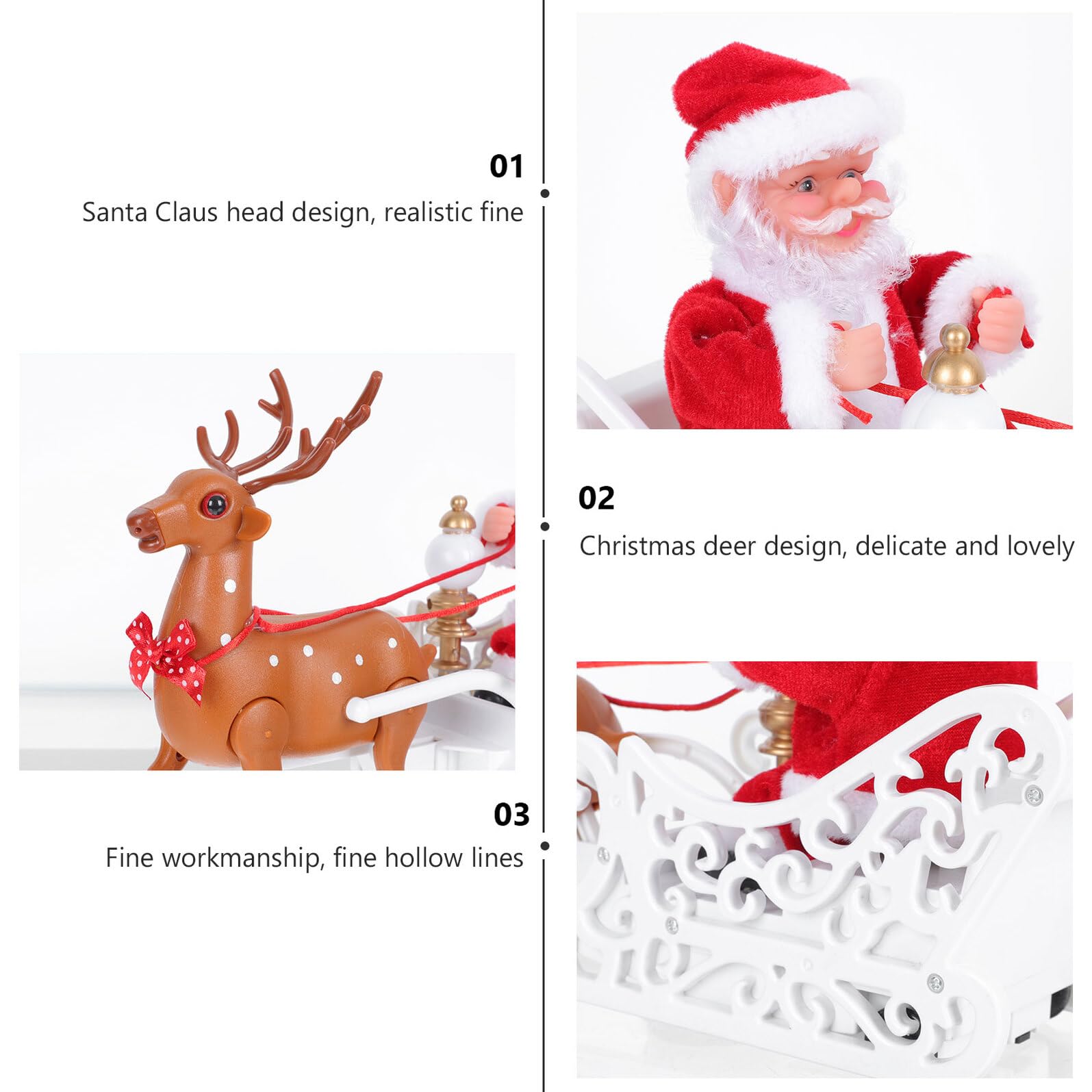 Decorazione Natalizia Elettrica Babbo Natale Renna Tirata Statuetta da Tavolo per Feste di Natale Ornamento Creativo e Resistente