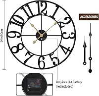 Maxstar Nagy Falióra 60 cm - Zajtalan Működésű, Arab Számlapos, Elemes Quartz Óraszerkezet, Vintage Stílusú Dekoráció Nappaliba, Konyhába, H 3