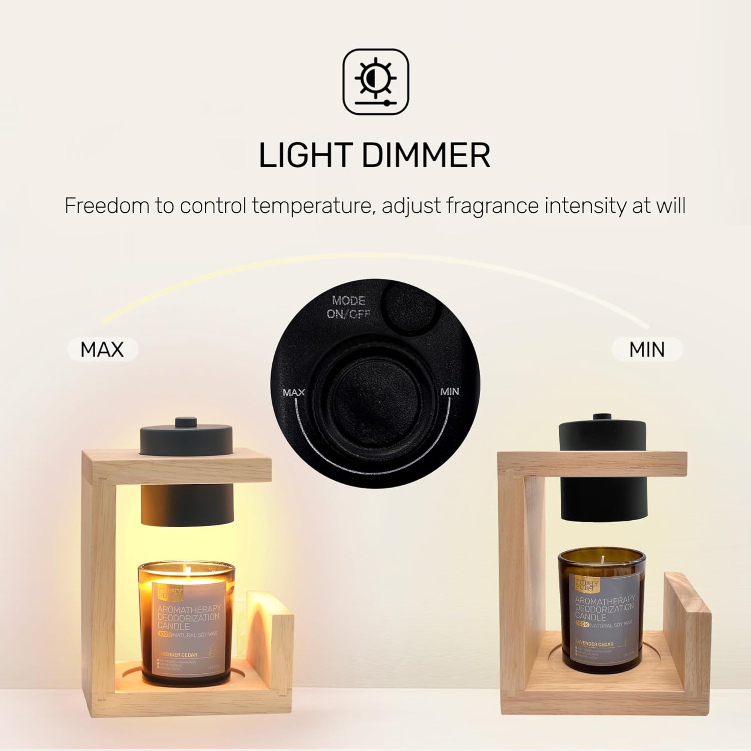 Candle Warmer Lamp with 2 Bulbs, Timer & Dimmer, Vintage Natural Wood Electric Wax Warmer Lamp, Compatible for Jar Candle