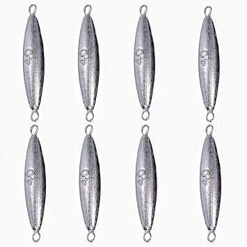 10PCS Fishing Weights Torpedo Sinkers Inline Trolling Sinkers Weights Kit Fishing Sinkers Catfishing Sinkers Saltwater Fishing Torpedo Weights Double Ring Sinkers - 1oz30g