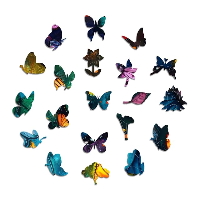 Foto 3 de 3 de Iconic Puzzles - Mariposas Mágicas, Animales de fantasía, Puzzle de Madera 100% Sostenible, Regalos…