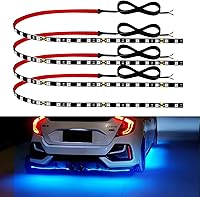 Vista 1 de Tira de luz LED de 12 V de 18 pulgadas, conectable, azul hielo, tira de luces LED impermeables para automóvil, motocicleta, carrito de golf