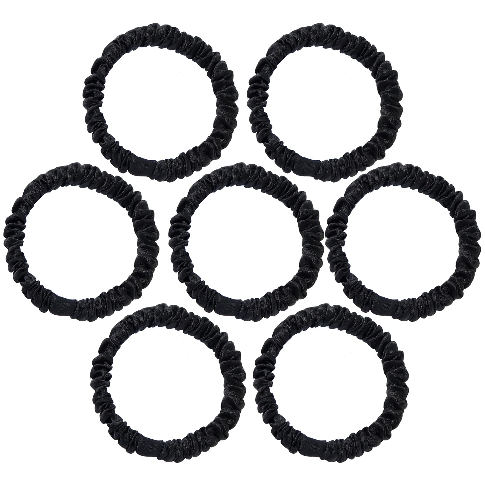 Paquete de 7 coleteros de seda de morera pura de 22 mm con banda elástica para el cabello, sin daños