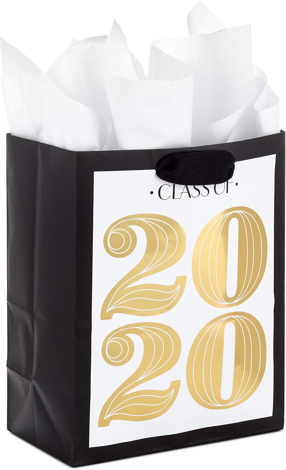 Hallmark 9" Medium Class of 2020 Graduation Gift Bag with Tissue Paper (Gold and Black)