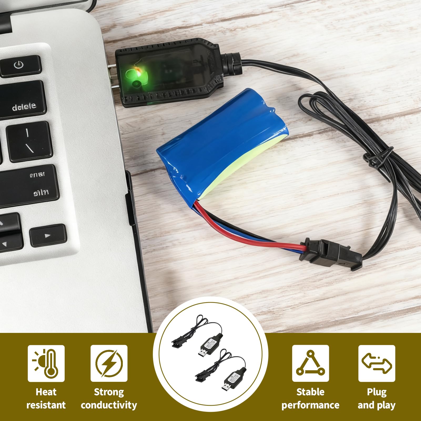 SM-3P Câble Chargeur USB LiPo 2S 7.4V Avec LED – 2 Pièces Pour RC Drone Voiture Bateau Avion