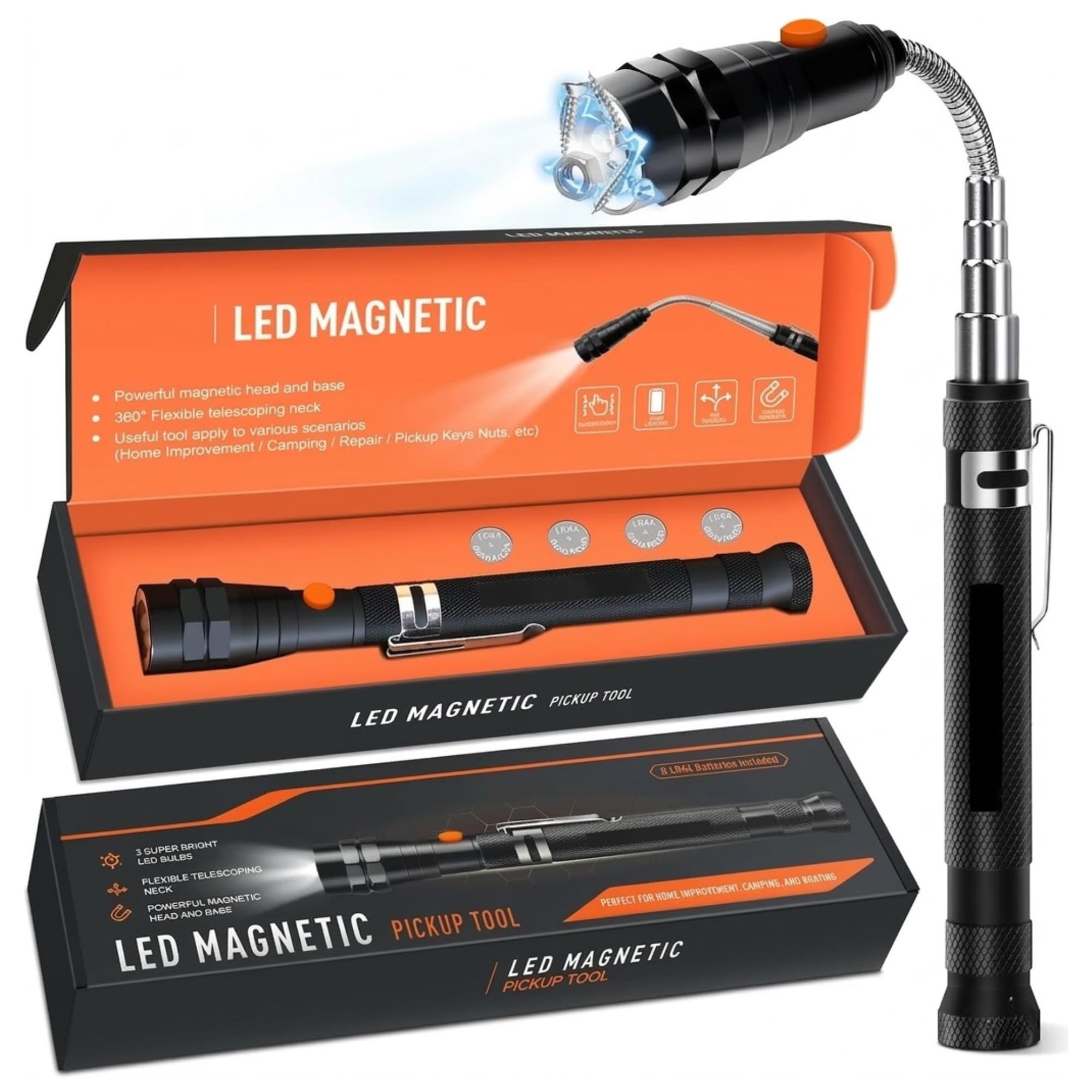 LED Magnetic Pickup Tool for Men, Unique Gifts for Him, Dad Birthday Present, Handy Tool Gadget, Car Accessories, Father’s Day Gift