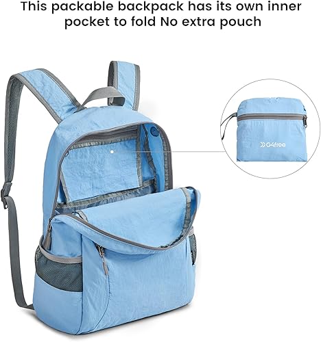 Miniatura 83 de G4Free Ultra Ligero plegable Mochila Senderismo bolsa de diario, práctico plegable camping al aire libre mochila beige (A-Beige)