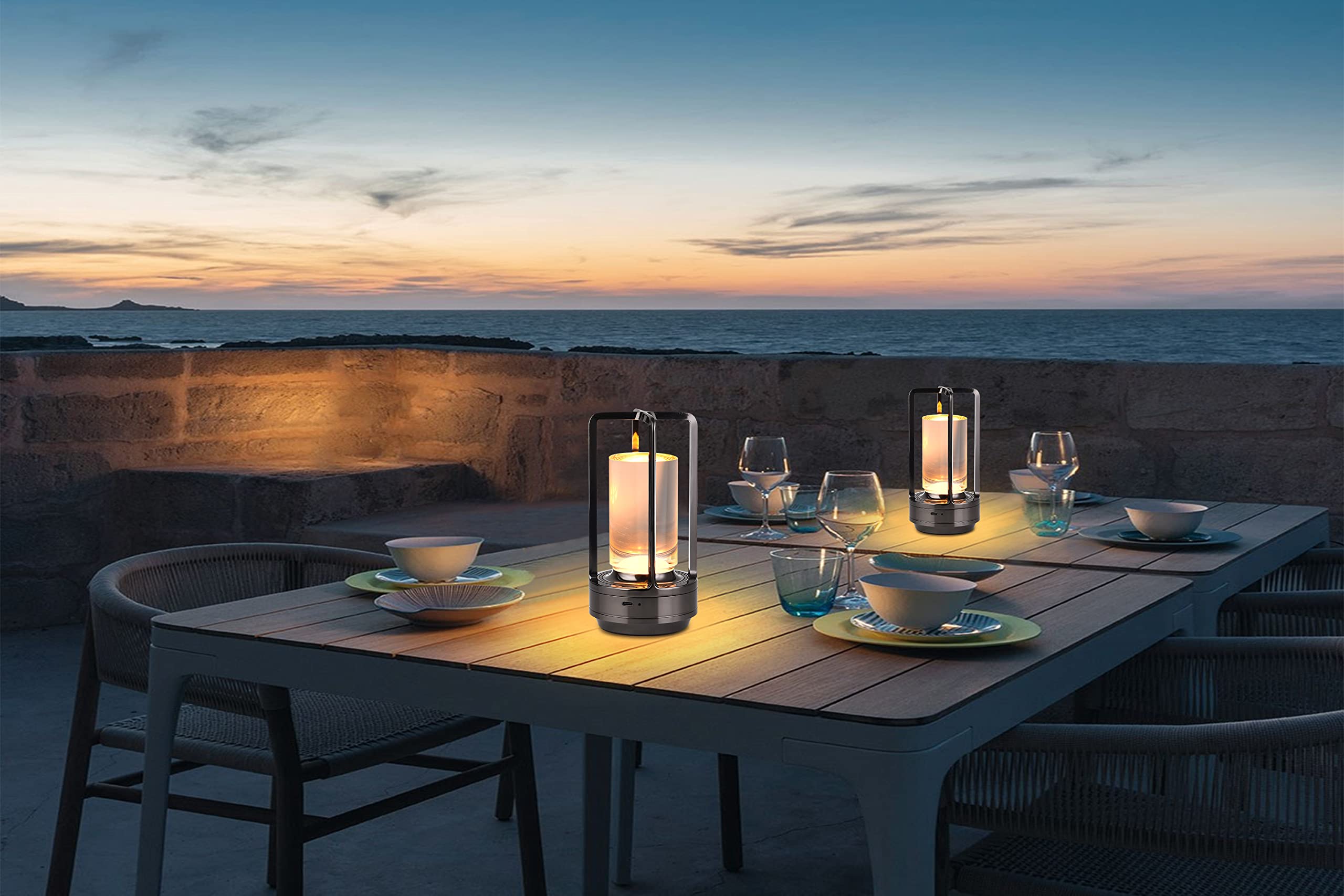 2 packs of rechargeable table lamps, portable Led table lamps, with touch sensor, 3-color stepless dimming, rechargeable batteries can last up to 30 hours, suitable for hotels, restaurants, bar counte