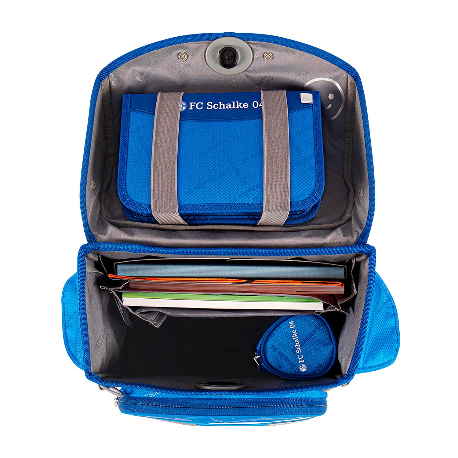 Familando - School Mood Timeless Air+ Schulranzen Set 9-teilig mit Lunch-Set -Sonder-Edition FC Schalke 04-980g leicht mit 23L Volumen - mit höhenverstellbarem System & Reflektoren
