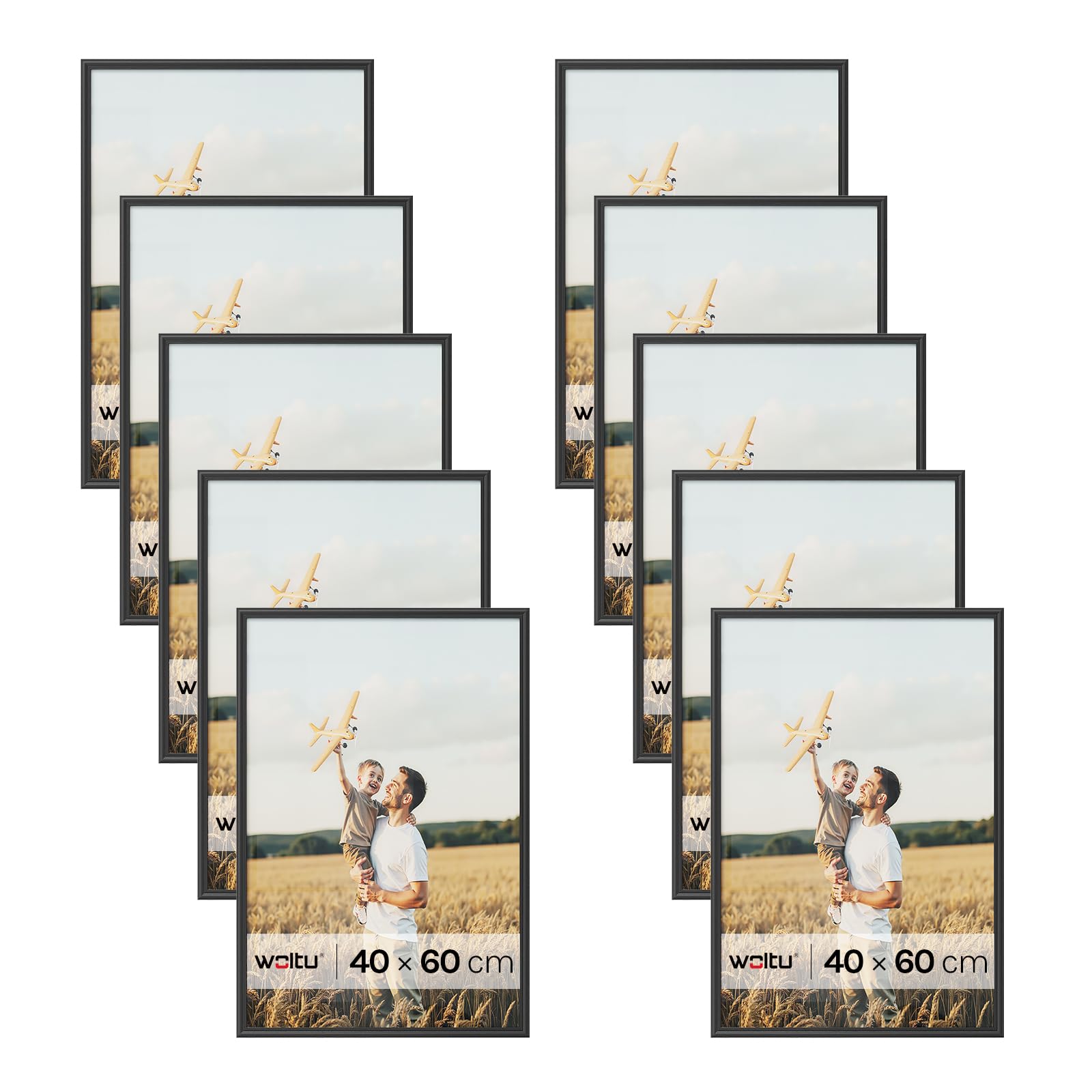 Cadre photo 40x60 cm en bois massif noir lot de 10 affiches élégantes