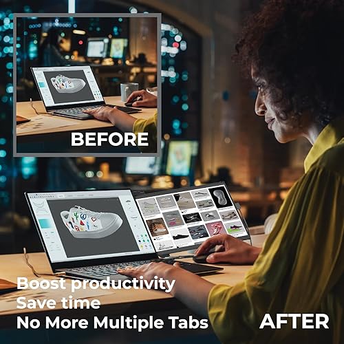 Miniatura 5 de Mobile Pixels 2024 - Monitor portátil de 13.3 pulgadas, extensor de monitor de computadora portátil Full HD IPS 1080P, USB CUSB A Plug and Play,