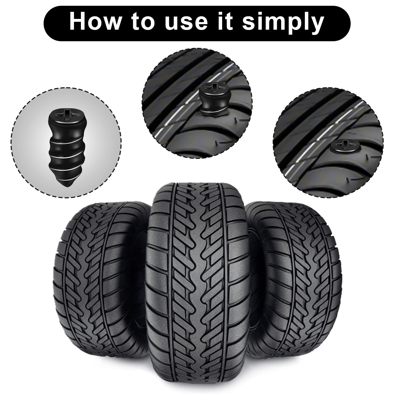 K chiodi in gomma per riparazione pneumatici con 3 dimensioni, k K chiodi in gomma per riparazione pneumatici con 3 dimensioni, k