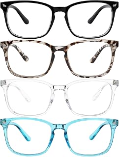 Blue Light Blocking Computer Glasses Anti Glare Reduce Eyestrain Eyeglasses for Computers Screens for Men and Women (4 Pack)