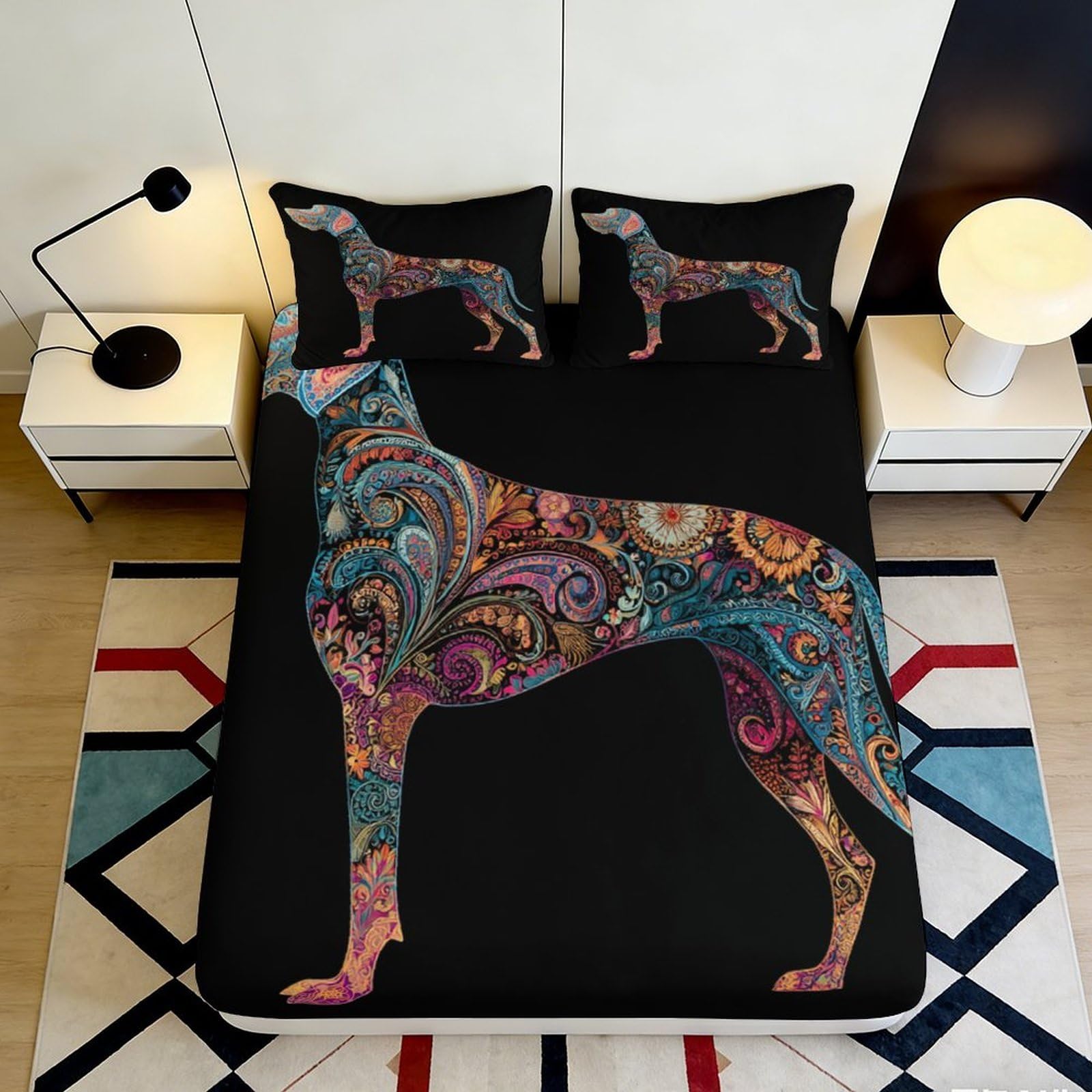 Pnayamiorkfel Style-7 3D Printed Paisley Dog Fitted Sheet Microfiber Soft Decor Floral Canine Bed Cover For Bedroom Guest Room 90X200x25cm