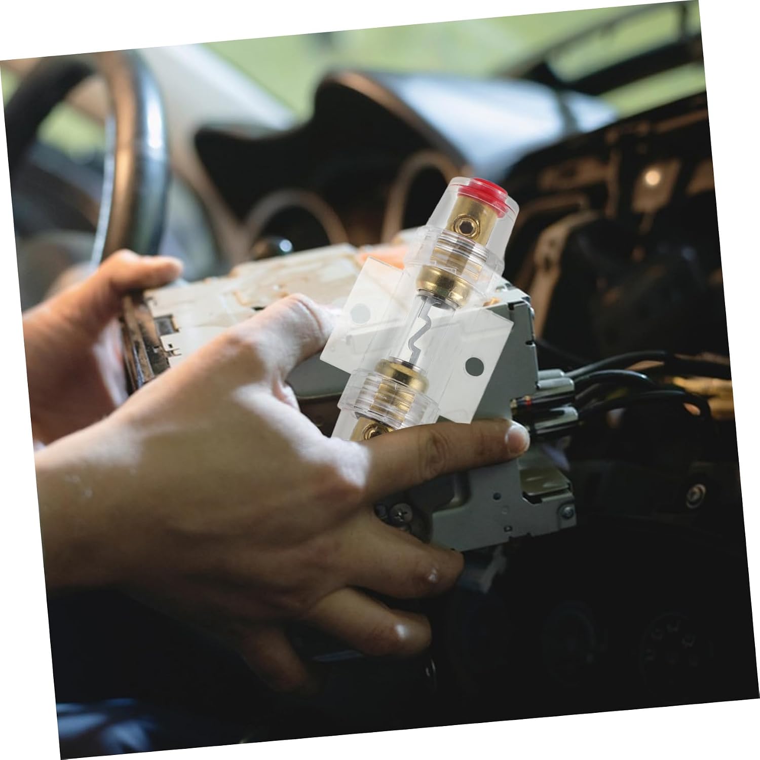 Gatuida 60a Audio Fuse Holder Inline Fuse Block for Car Stereo and Amplifier Power Effortless Installation for Optimal Audio Performance