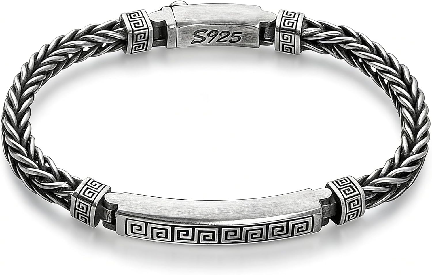 Italian Handmade Sterling Silver Mens Bracelets | Solid S925 Chain Bracelets | Men'...