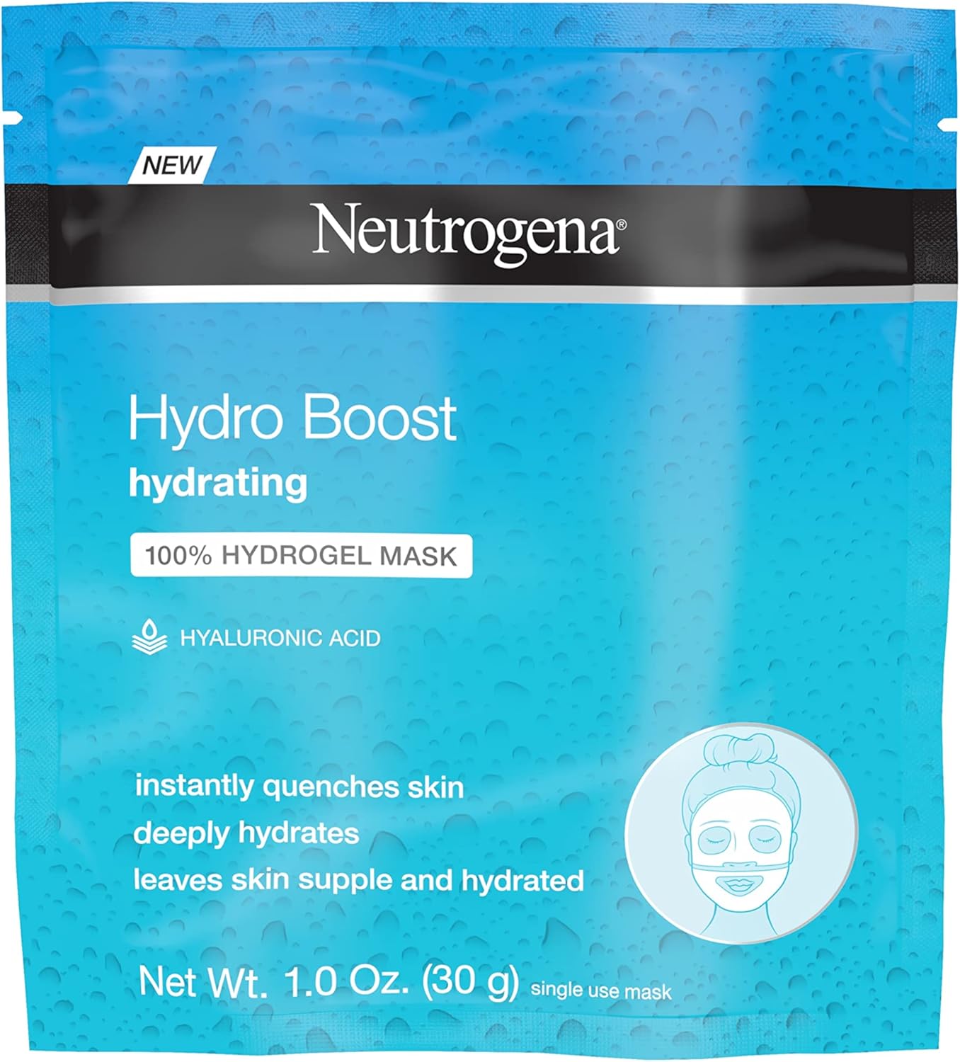 Neutrogena Hydro Boost Moisturizing & Hydrating 100% Hydrogel Sheet Face Mask for Dry Skin with Hyaluronic Acid, Gentle & Non-Comedogenic, 1 Ounce (Pack of 12) : Beauty & Personal Care