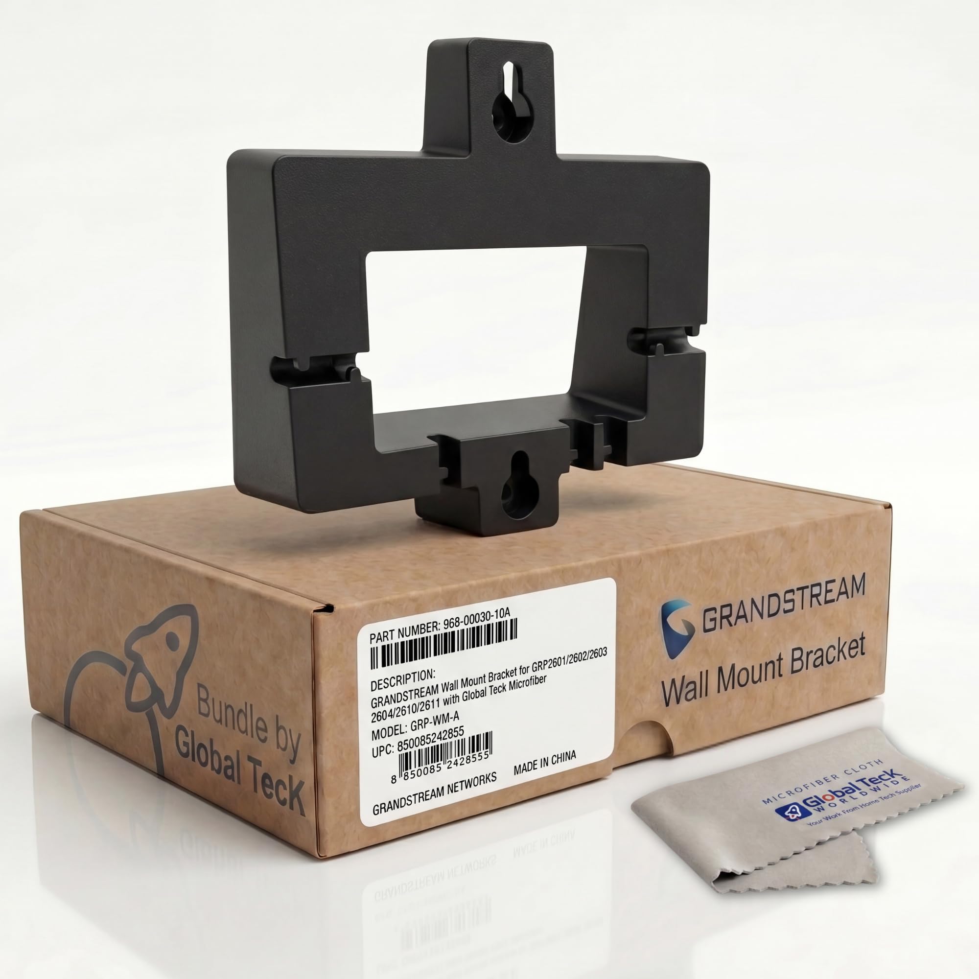 Grandstream - Supporto da parete per telefono GRP2601/2602/2603/2604/2610/2611, vestibilità sicura per postazioni di lavoro da ufficio, migliora l'accessibilità, parte 968-00030-10A / GRP-WM-A, panno