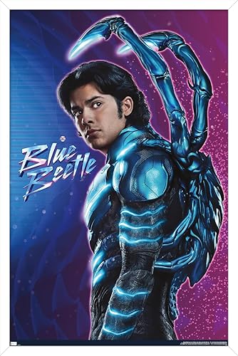 Trends International DC Comics Movie Blue Beetle - Póster de pared de Jaime Reyes, 34 pulgadas de largo x 22.4 pulgadas, versión enmarcada en blanco