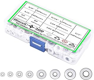 Flat Washers for Screws Bolts,Hincell 300Pcs 304 Stainless Steel Flat Washers Assorted Kit,Flat Washers,Stainless Steel Washers,Lock Metal Washers,8Sizes 1/2" 3/8" 5/16" 1/4" 12# 10# 8# 6#