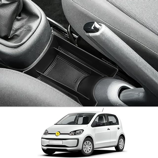 CDEFG Kompatybilny z VW UP GTI/Seat Mii/Skoda Citigo, organizer do konsoli środkowej, pudełko do przechowywania, Mii/Citigo, schowek na rękawiczki, na dole, podłokietnik środkowy UP GTI 2013-2023,