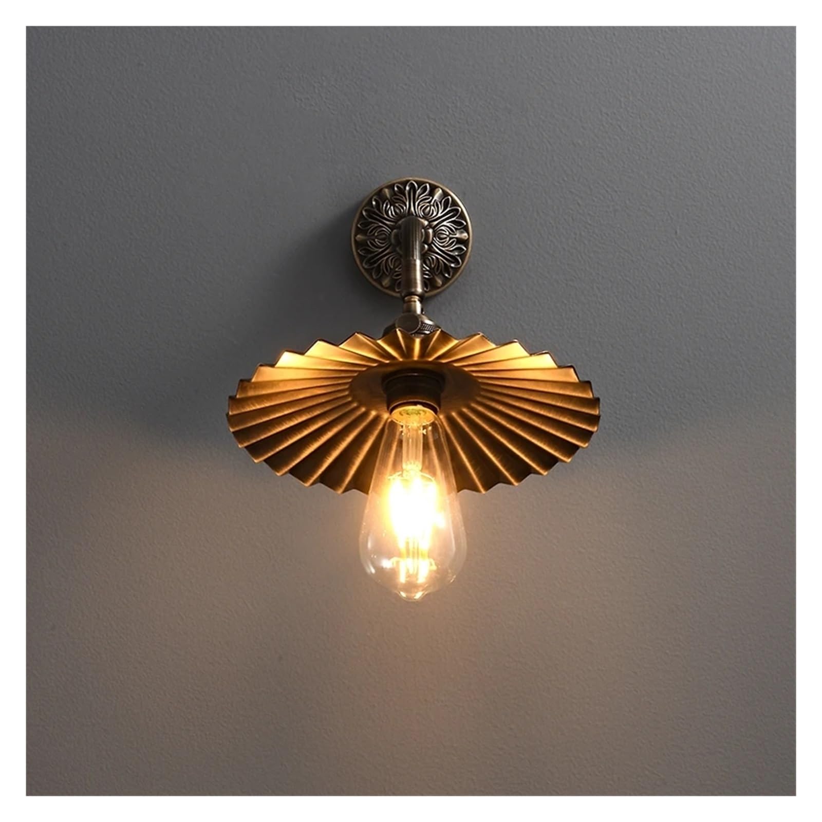 ASerZenith Copper American V-Intage Study Room Wall Lamp Round Bedroom Bedside Tv Painting Background Wall Lamp,Bronze