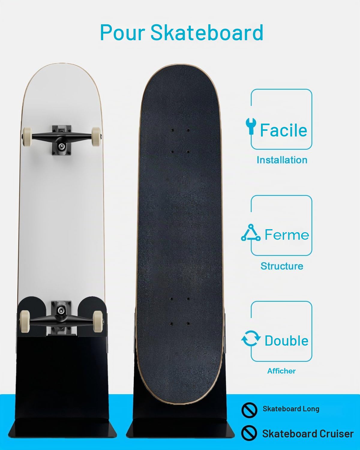 Support de Sol Portable pour Skateboard, Double Vue de Rangement et Affichage pour Skateboard