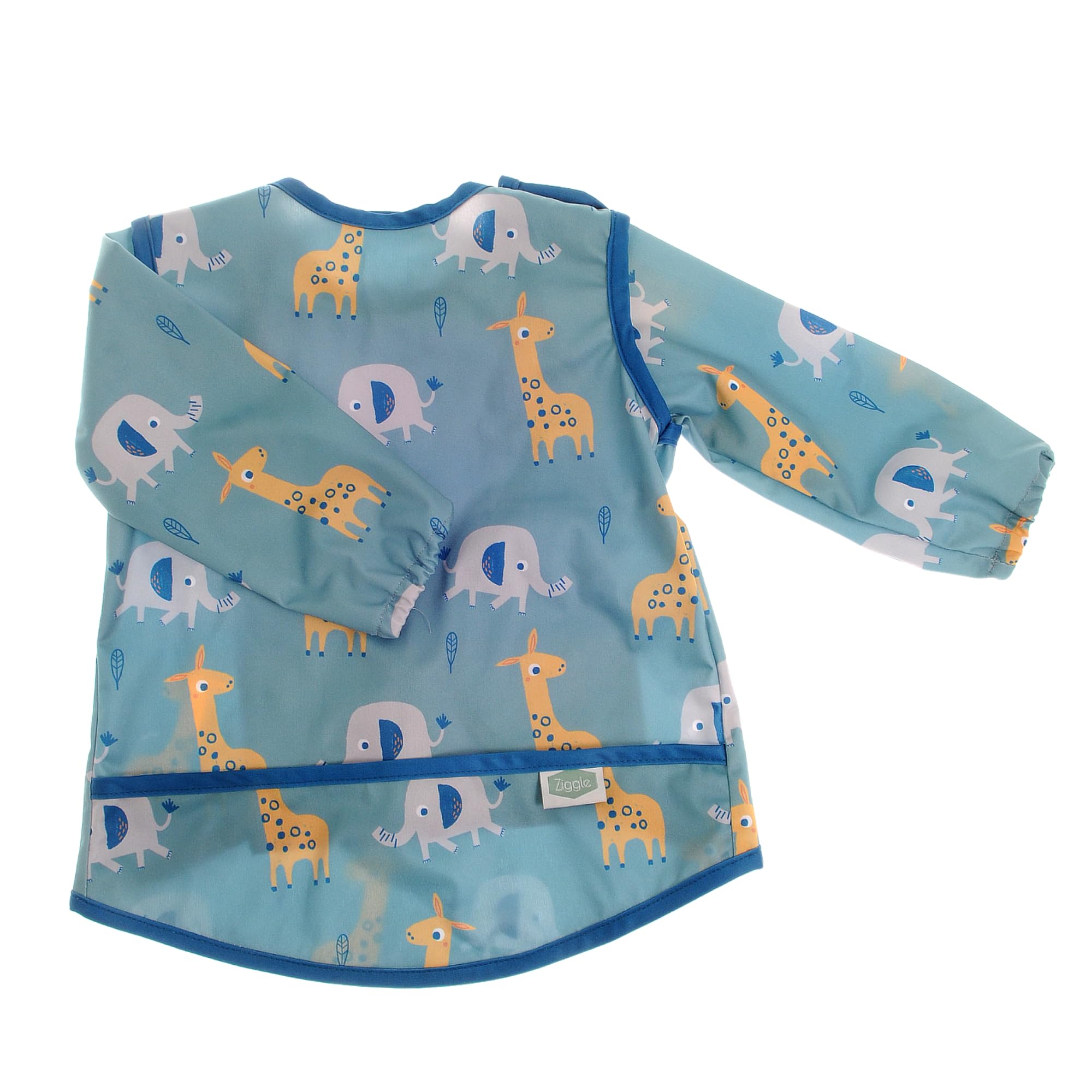 Ziggle Giraffe And Elephant Baby Bibs | Waterproof Weaning Bib | Long Sleeve | Coverall Bibs For Baby | Easy Clean, Mess-Free Mealtime | Coverall Feeding Bib