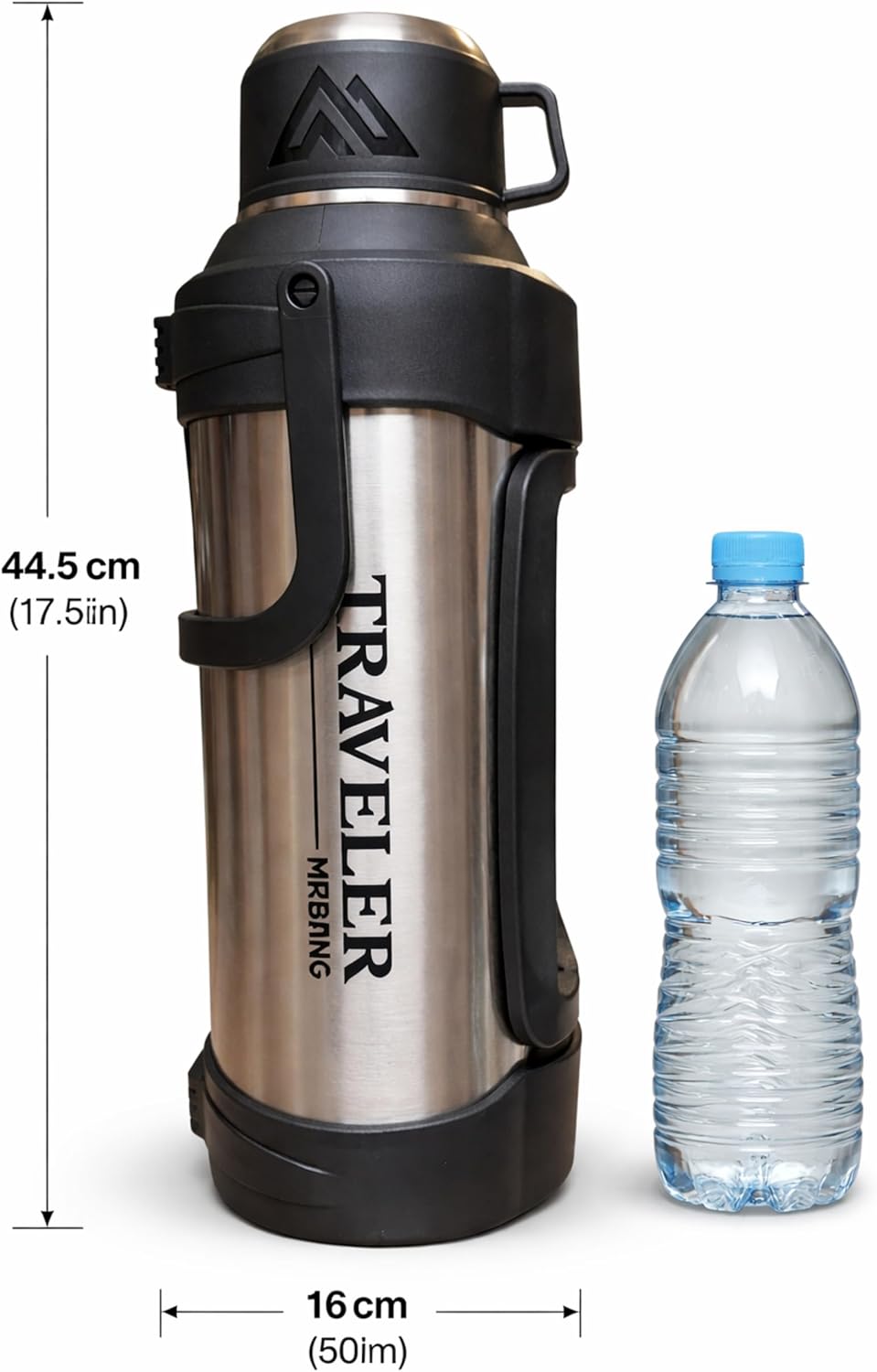 176oz Large Capacity Vacuum Insulated Water Bottle with Tea Infuser, Double Wall Stainless Steel cylinder for Hot & Cold Drinks, Leakproof Travel Flask for Camping, Gym & Office (Silver)
