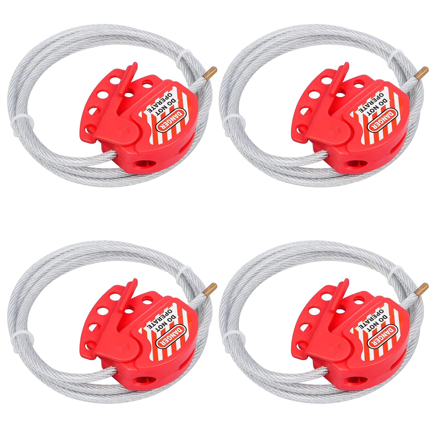 RealPlus Lockout Tagout Cable Lock, 5/32" x 6.5ft Adjustable Steel Cable Lock with Vinyl Coating, Loto Cable for Lock Out Tag Out, Pack of 4