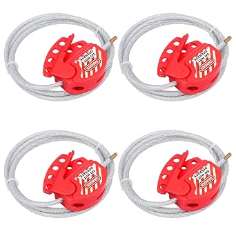 RealPlus Lockout Tagout Cable Lock, 5/32" x 6.5ft Adjustable Steel Cable Lock with Vinyl Coating, Loto Cable for Lock Out Tag Out, Pack of 4