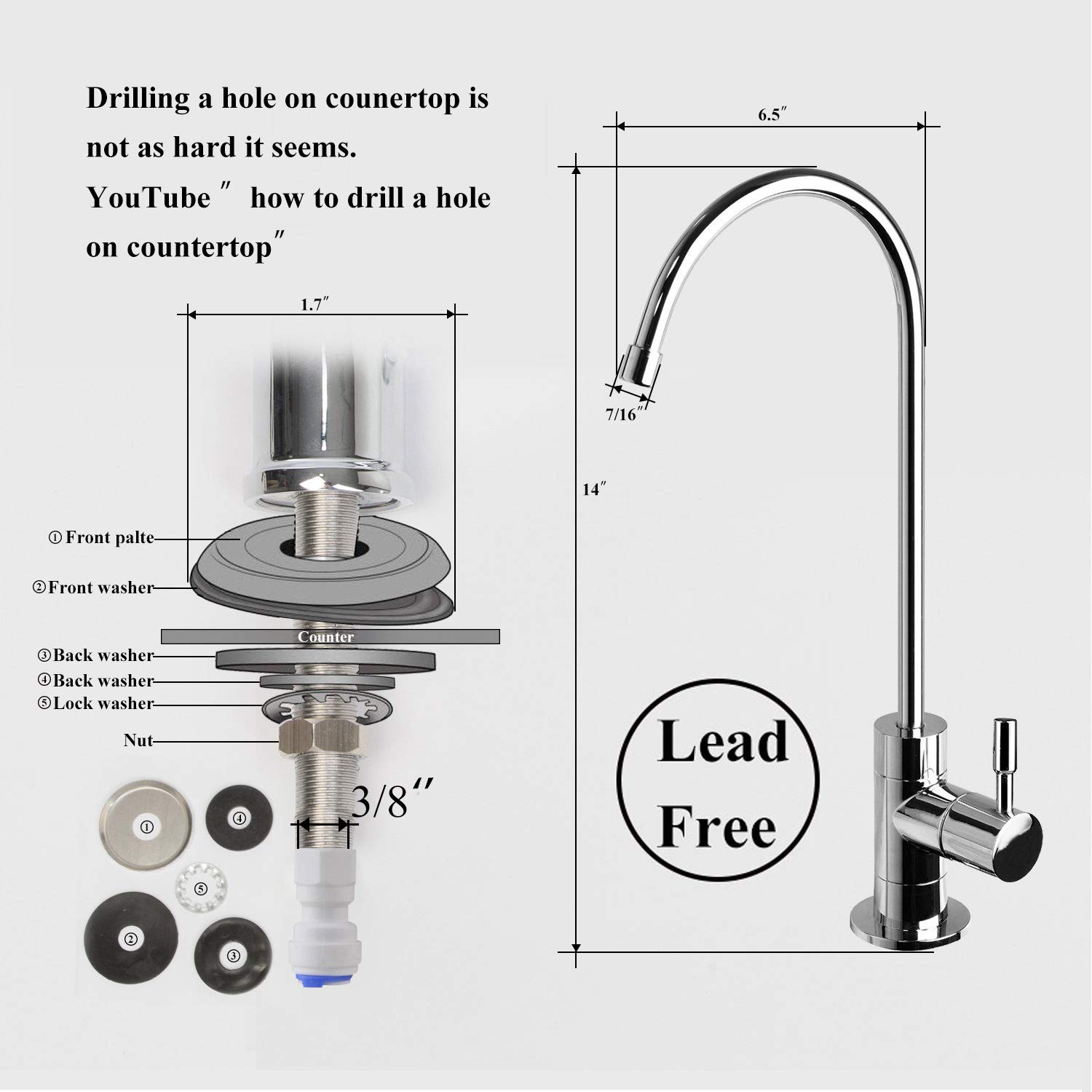 Geekpure Sistema di filtraggio dell'acqua potabile ad osmosi inversa a 6 stadi con filtro DI TDS fino a 0-75 GPD | Purificatore d'acqua sotto il lavandino con filtro DI, TDS fino a 0