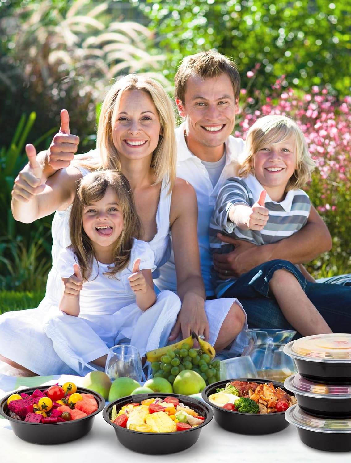 Meal Prep Containers with Lids - 50 Pack 32 oz Round Meal Bowls, Microwave, Freezer, Dishwasher Safe, BPA-Free To-Go Food Storage Containers - Image 7