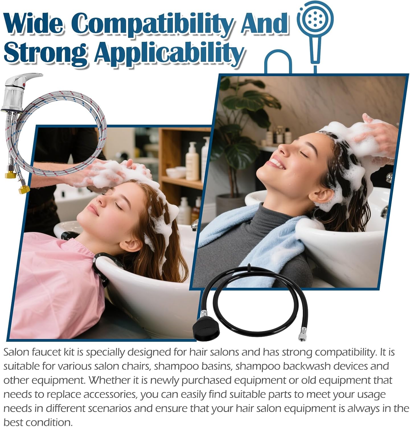 Salon Shampoo Bowl Faucet Vacuum Breaker Kit, Salon Faucet for Shampoo Bowl,Hair Salon Sink Sprayer Hose Set