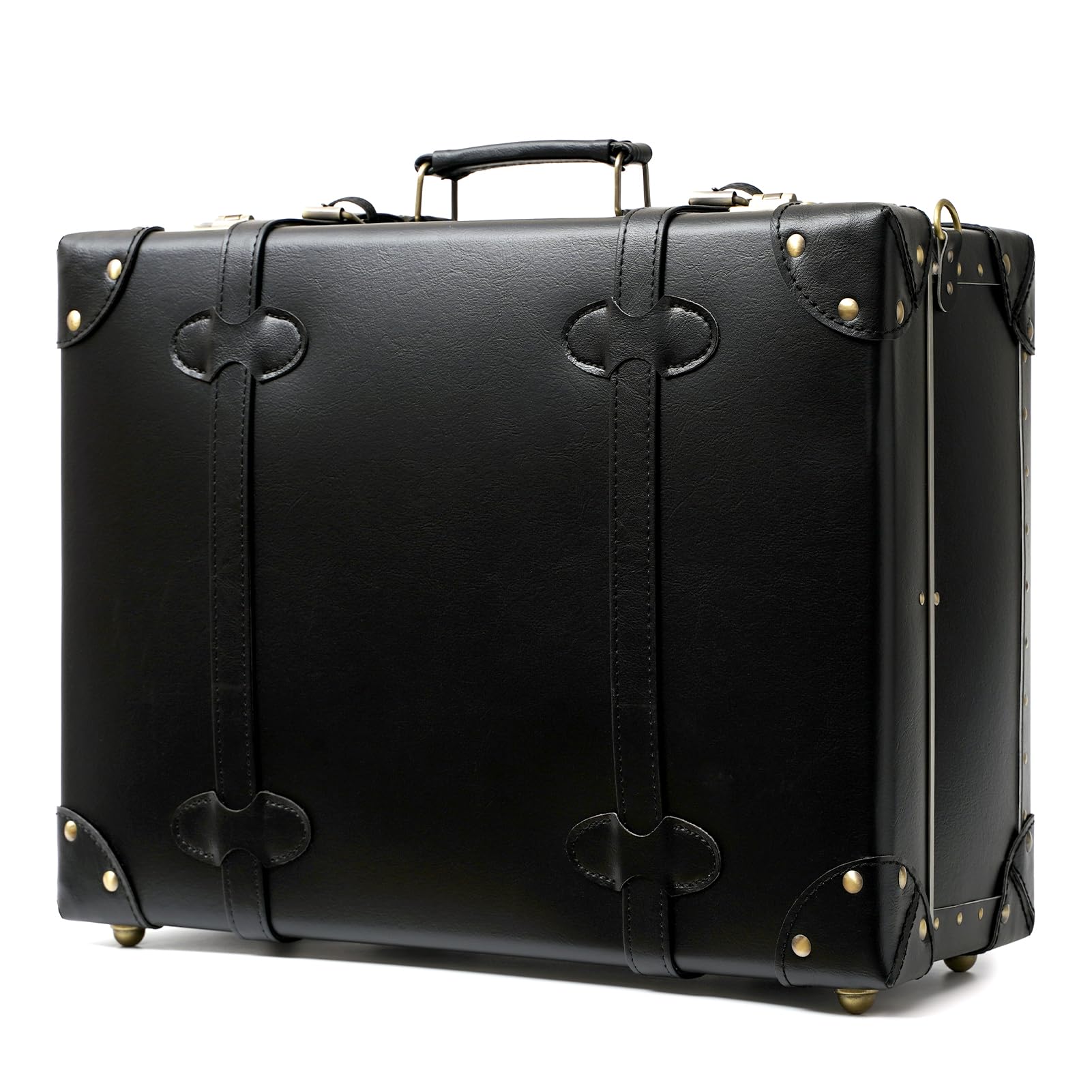urecity Vintage and Cute Carry-on Overnight Case Non-wheeled Mini Leather Trunk Suitcase with Shoulder Strap