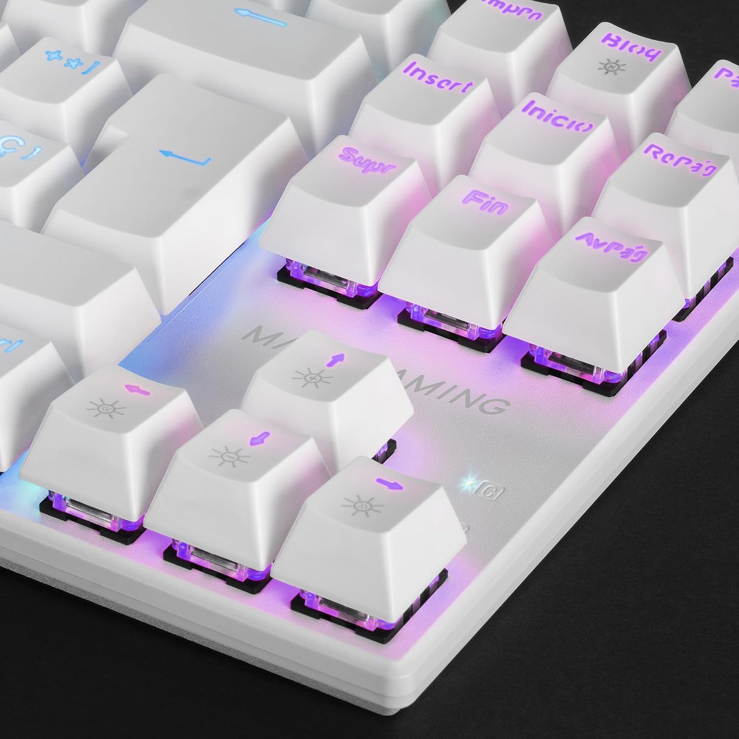 MARSGAMING Mars Gaming MK80 White Mechanical Gaming Keyboard TKL FRGB, Antighosting, Mechanical Switch Blue, Spanish Language