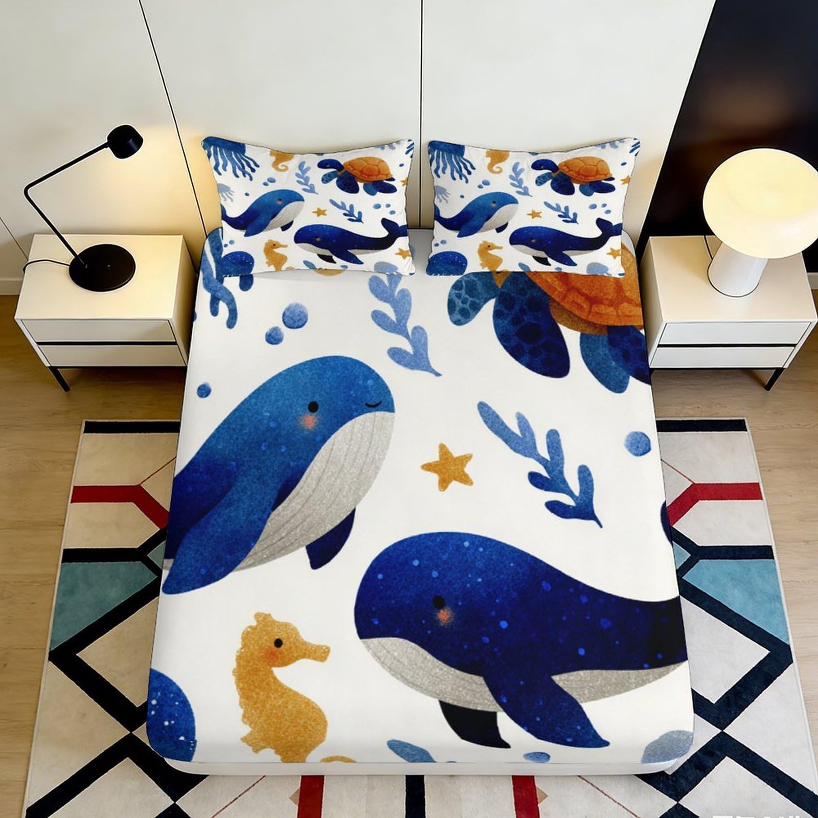 3D Printed Snow Village Fitted Sheet Microfiber Non-Slip Deep Pocket Bedroom Bedding Snow Scene Mattress Fitted Cover 200x200x25cm