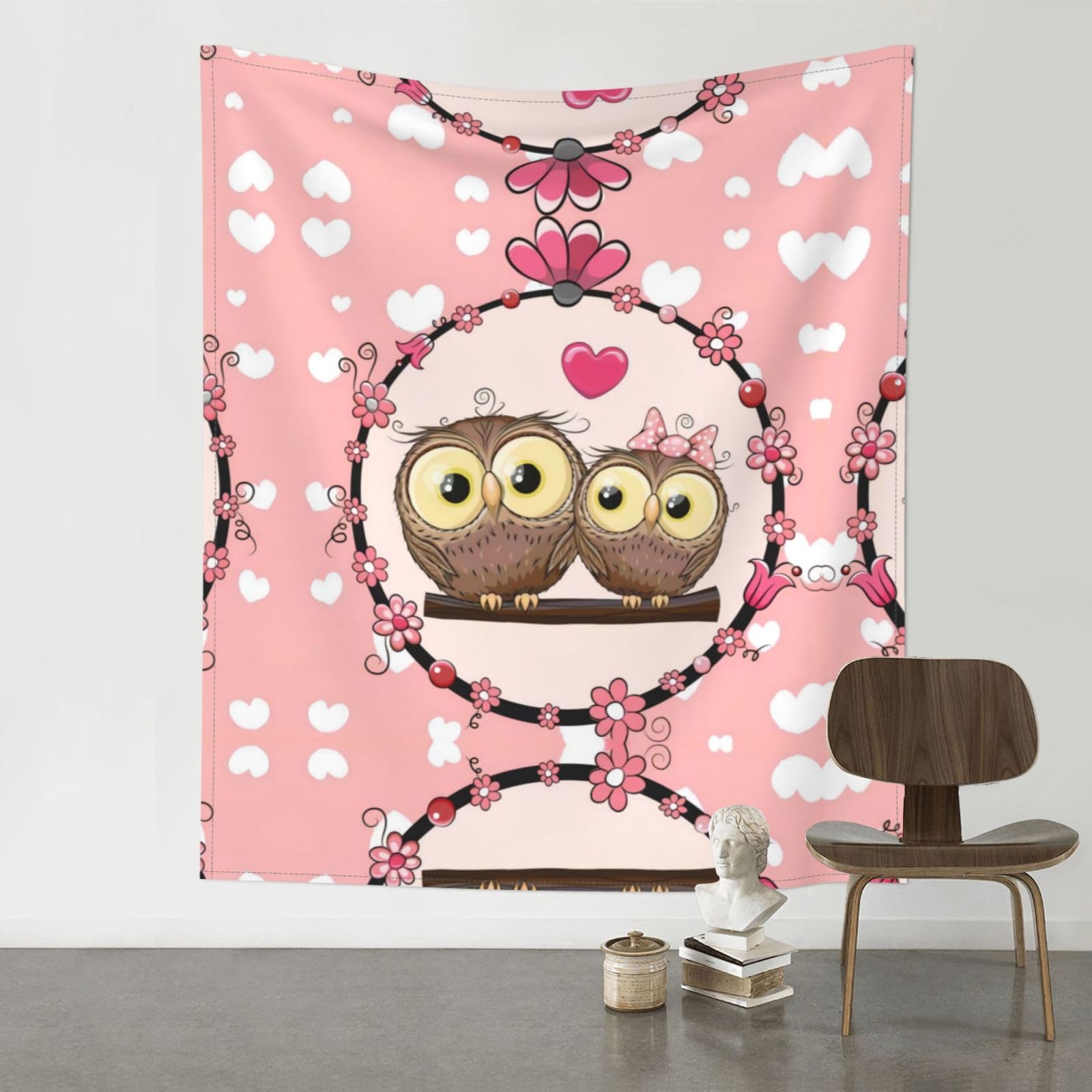 YYHWHJDE Cute Owls Prints Wall Tapestry 60x51in - High-Grade Polyester Throw for Dorm Room Decor, Beach Blankets & Home Accent