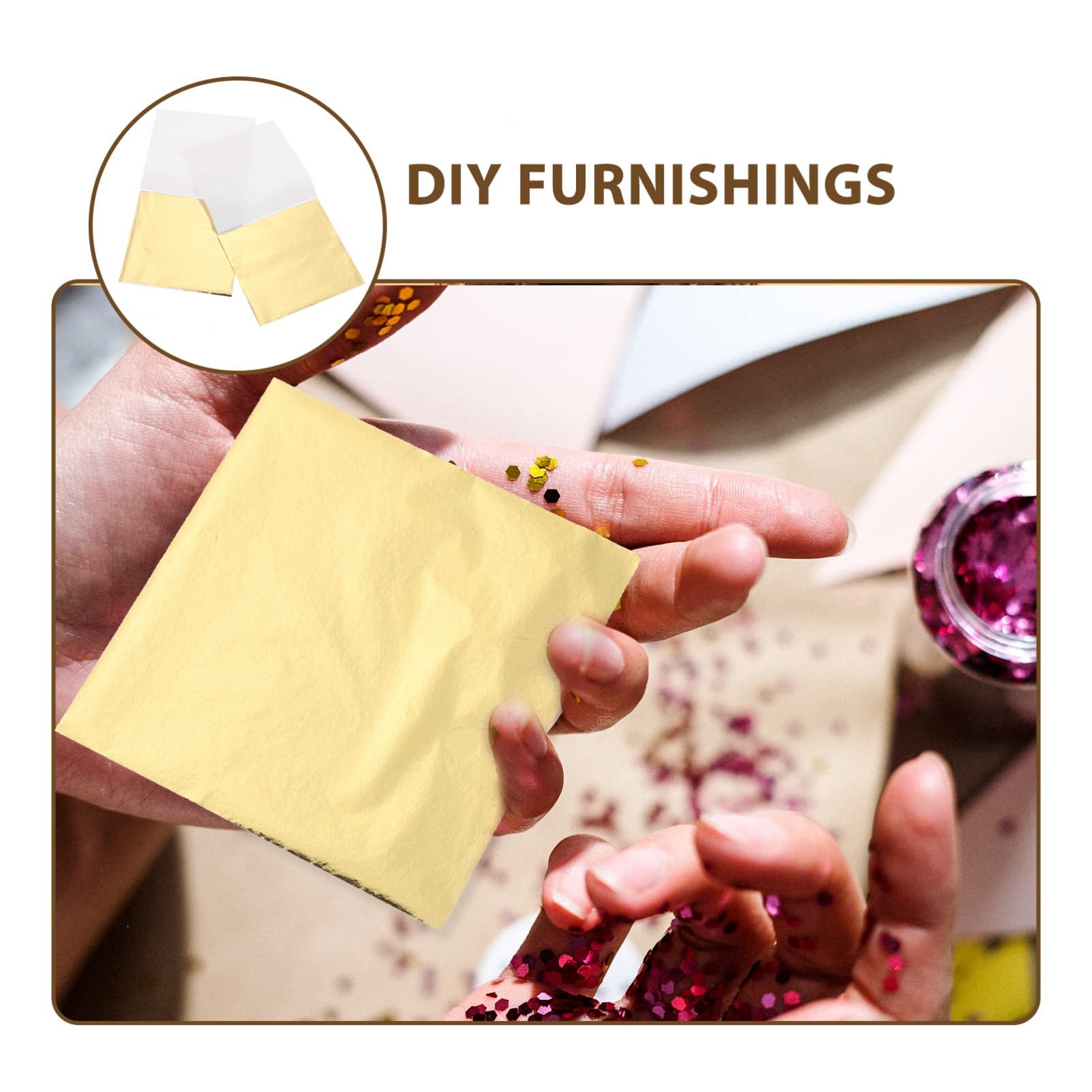DOITOOL 4 Sätze Dekorative Goldfolie Imitation Mit Gold Gold Für DIY Handwerk Basteln Party Dekoration Hochzeiten Kunstprojekte 200 Blätter * 4