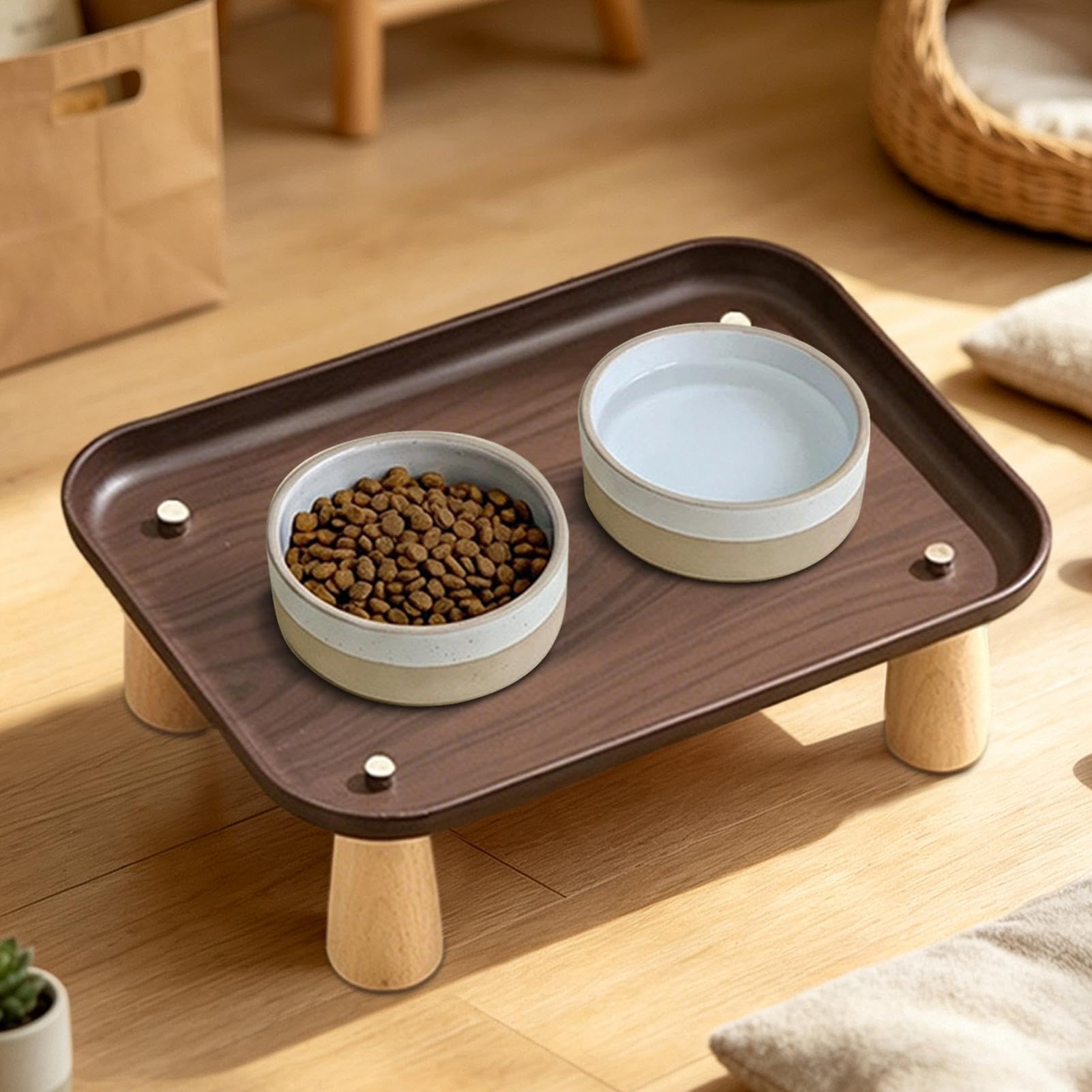 Cat Feeder Stand - Spill Proof Pet Feeder Station | Cat Food Stand