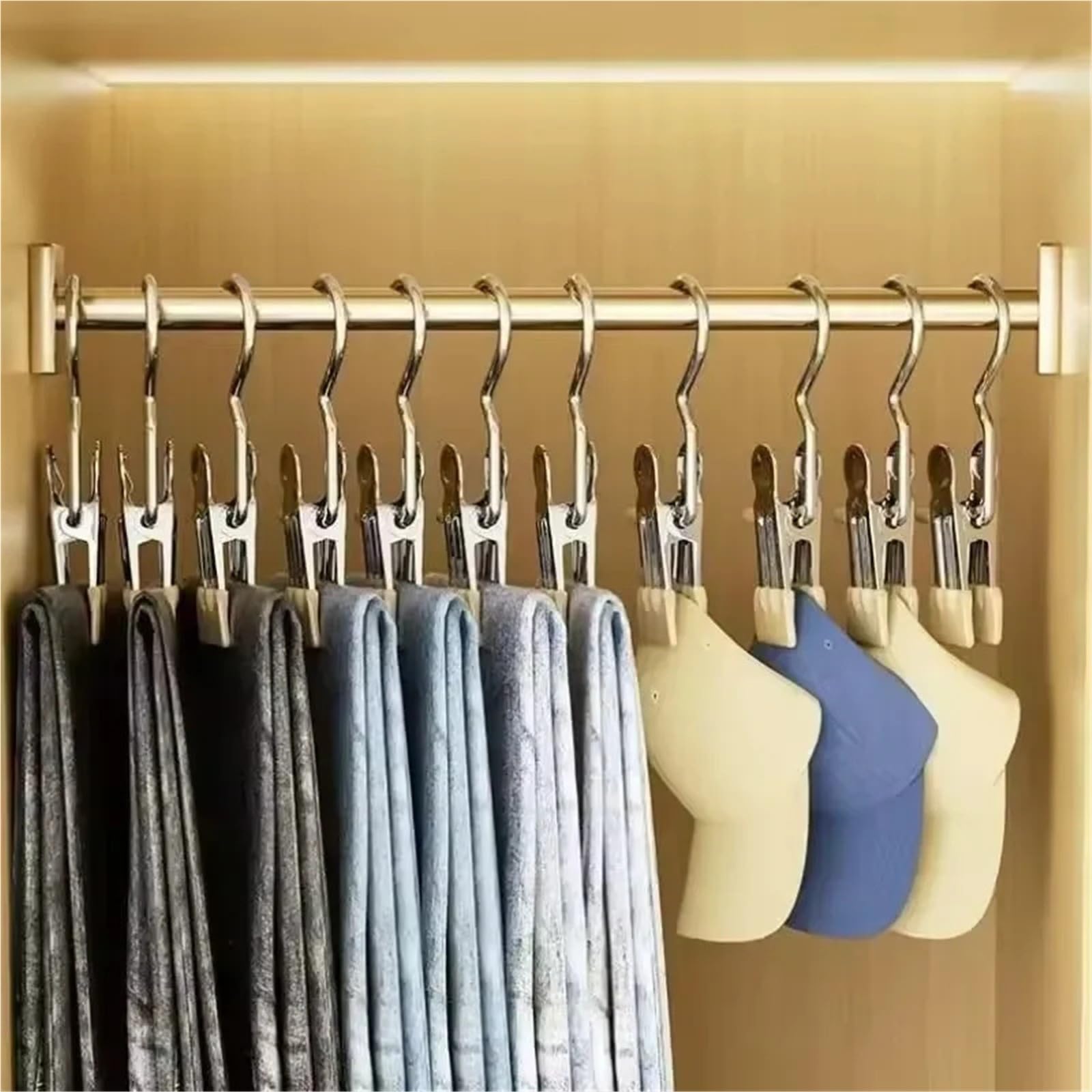 Handtuchklammern 10/20/30PCS Edelstahl Wäscheklammern Wäsche Haken Tragbare Hängende Kleidung Clip Hosen Socken Lagerung Clip(Green,30PCS)