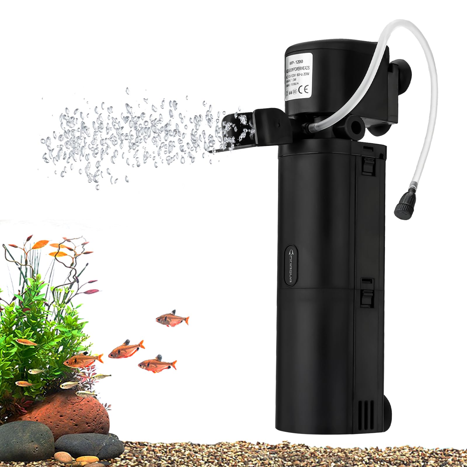 Filtro UV per acquario a doppia camera, filtro sommergibile 4 in 1 per serbatoi di tartarughe da 20-75 galloni, macchina verde ultra silenziosa con filtrazione, produzione di onde e ossigenazione