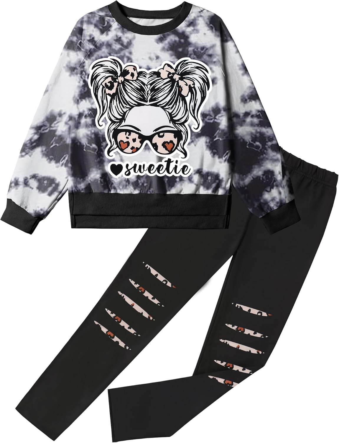 Girls Clothes Tie Dye Sweetshirt Top and Legging Pants 2PCS Girls' Clothing Sets