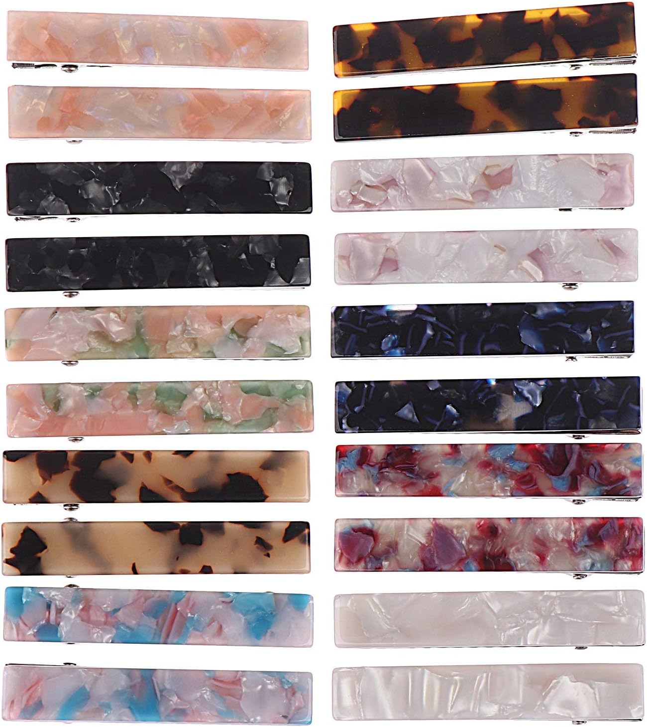 VAIPI 20 Packs Acrylic Hair Clips for Women Styling No Bend Hair Barrettes Cute Resin Flat Hair Pins Girls Makeup Accessories No Crease Hairstyle Snap Clip for Long Short Hair Thick Thin Hair Styling