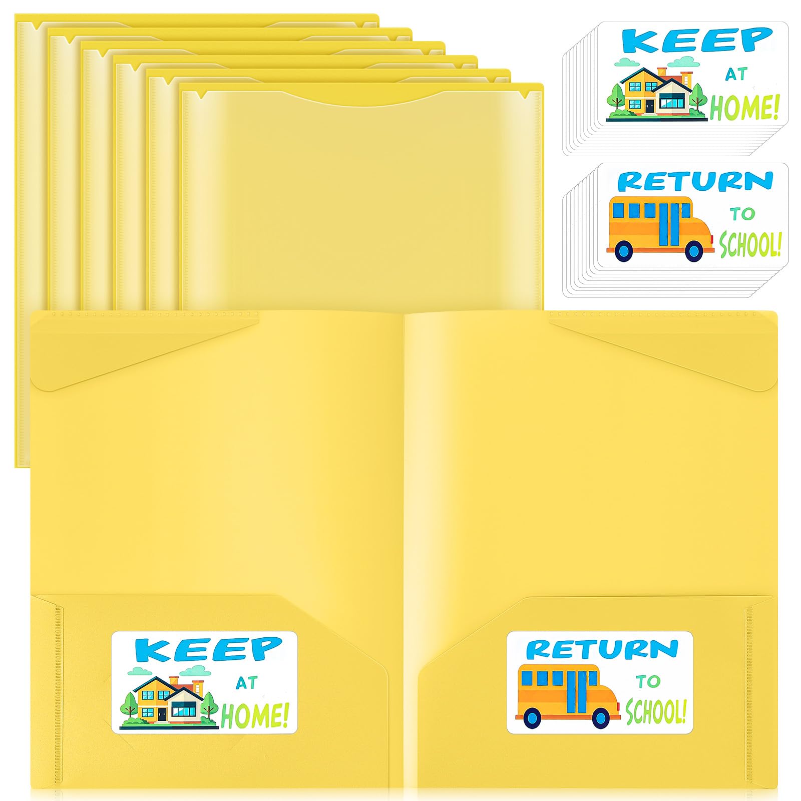 Henoyso 24 Pack Take Home Folders with Clear Front Pocket, Yellow