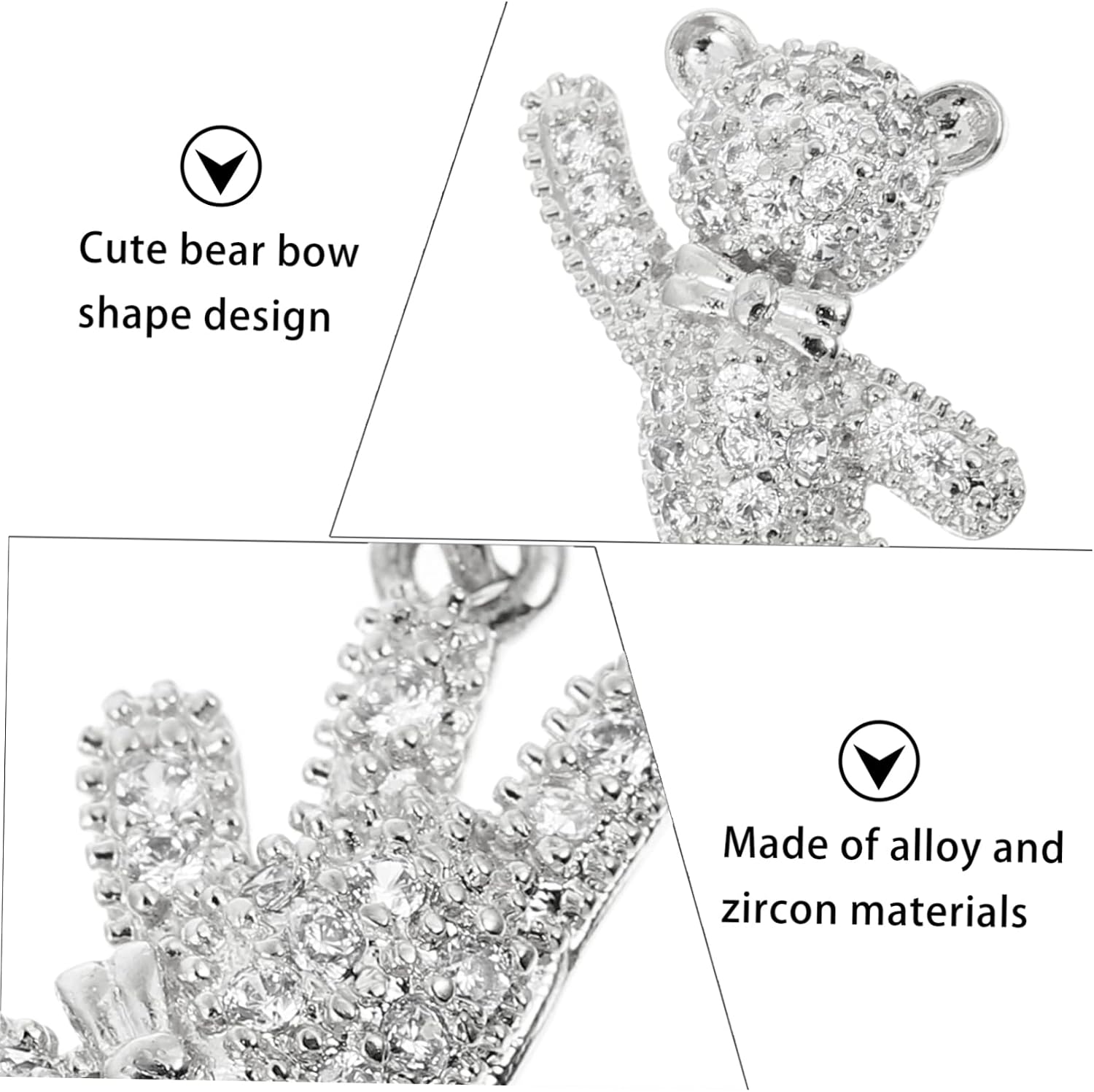 5pcs Nail Rhinestones Bow Charms Japanese Style Nail Art Studs Bear Shaped Decorations Alloy Charms for Ages
