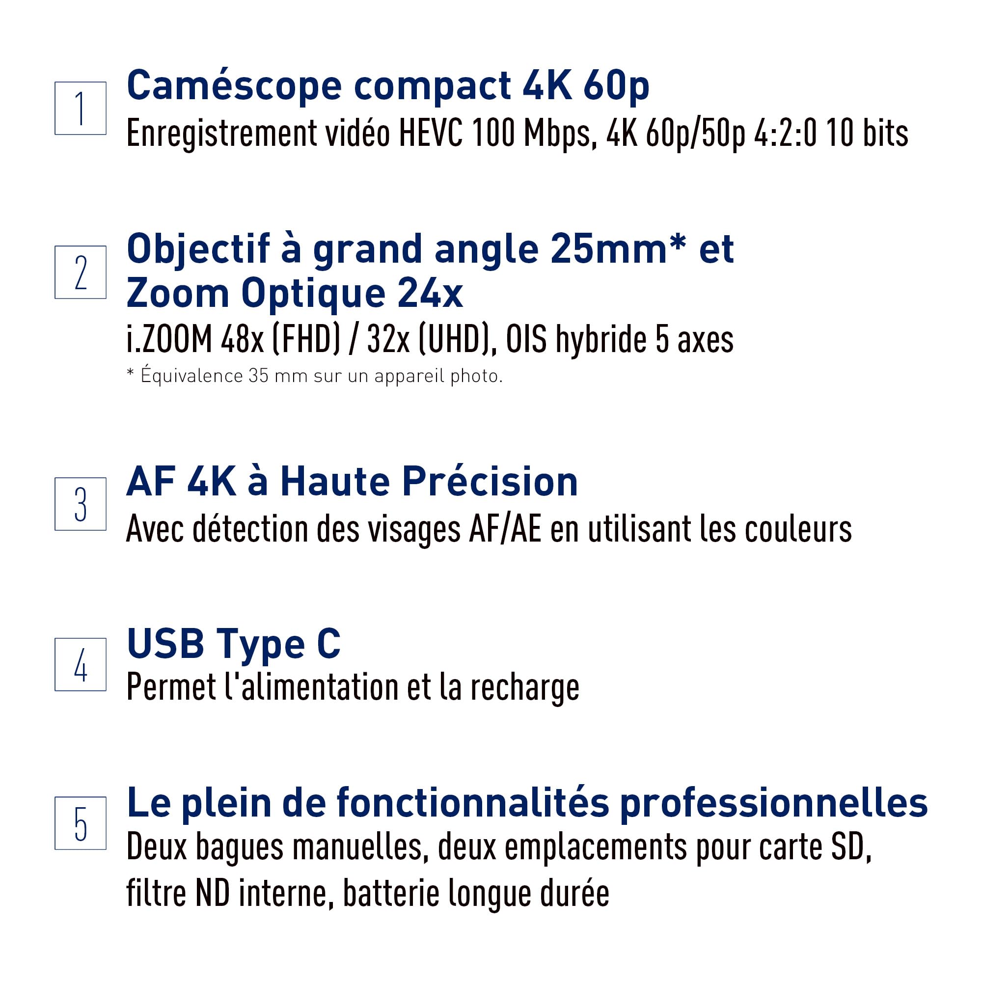 Panasonic X1200 | Caméscope Semi-Pro 4K (Qualité vidéo 4K 60p 10bit Interne, Zoom Optique 24x, Grand Angle 25mm, Stabilisé, Ecran Tactile orientable, USB-C) Noir