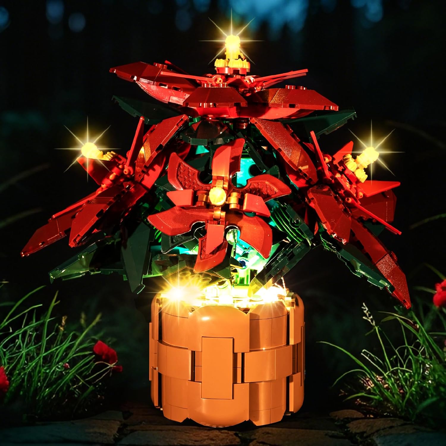 LED Light Kit for Lego 10370 Poinsettia – Lighting Kit Compatible with Lego Poinsettia Kit, Lighting Set for Lego 10370 Collection (NOT Included The Building Set)