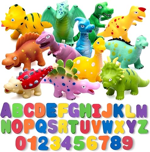 Hely Cancy Juguetes de baño de dinosaurios, juguetes de baño sin agujeros para niños, juguetes de baño para bebés, juguetes de baño para ducha, agua