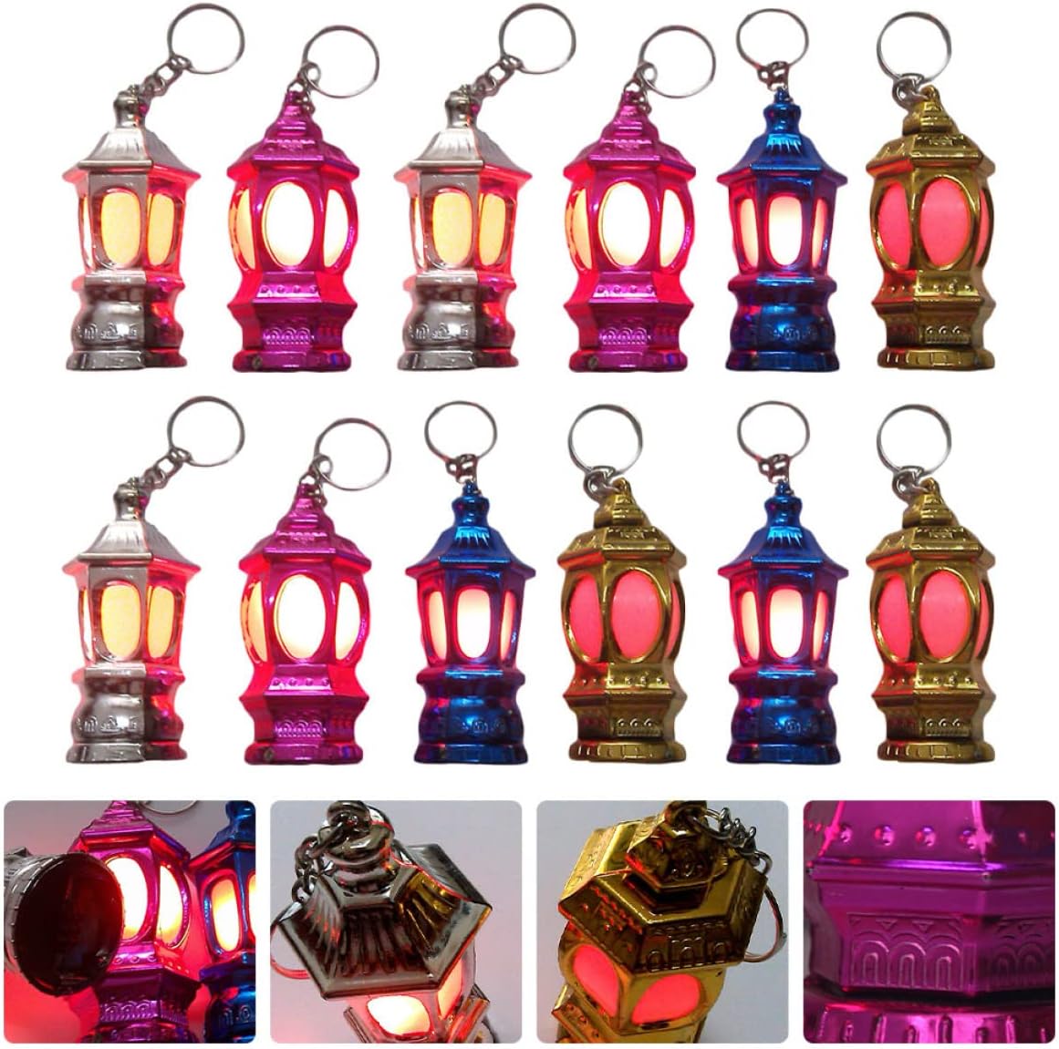 Uonlytech 80pcs Bag Gift for Key Festival Toy Keychains Light, Random Keyring Pocket Lantern, Kareem Muslim Charms Flashlights